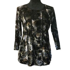 VTG Velvet Burnout L Black/Silver Whimsigoth Witchy Goblin Core Vampire 90's